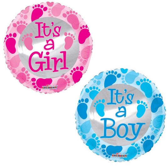 It's Girl/ Boy Footprints 18" Foil Balloon