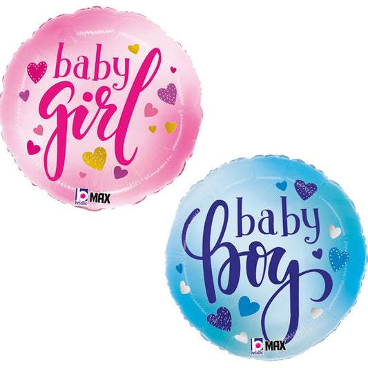 Baby Girl/ Boy Multi Hearts 18" Foil Balloon