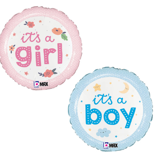 It's a Girl/ Boy Pretty Pastels 18" Foil Balloon