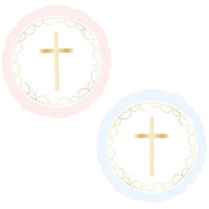 Religious Cross Pink/ Blue 18" Foil Balloon