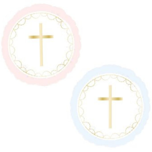 Religious Cross Pink/ Blue 18" Foil Balloon