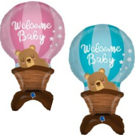 Baby Girl/ Boy Teddy Stand Up Airfilled Supershape Foil Balloon