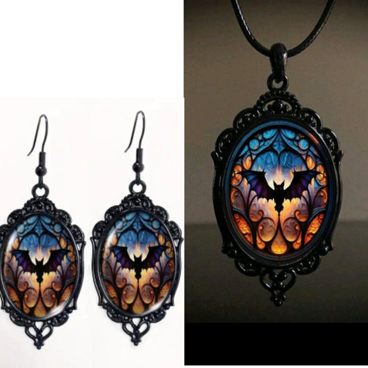 🌟New🌟 Bat Cameo Jewellery Set