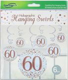 60 Sparkling Fizz Rose Gold Hanging Swirl Decorations
