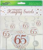 65 Sparkling Fizz Rose Gold Hanging Swirl Decorations