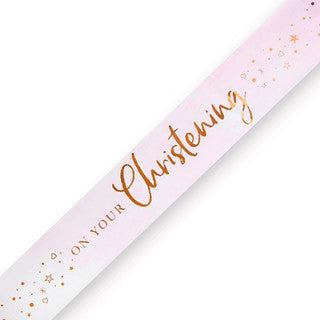 On Your Christening Day Pink Script Banner
