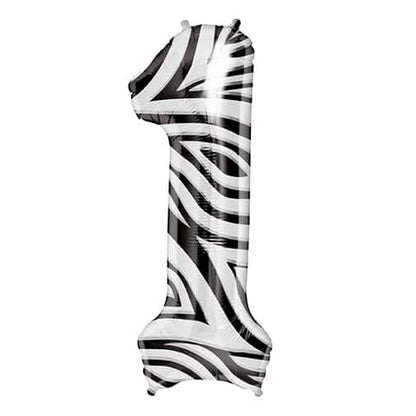 Giant Foil Number Balloon Zebra Print