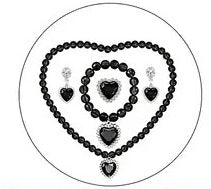 🌟New🌟 Child Black Gem Heart Jewellery Set