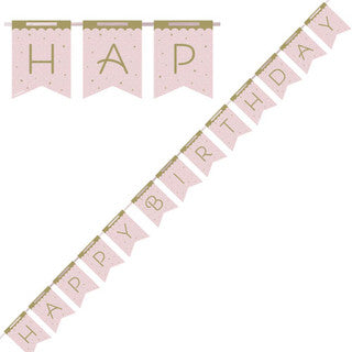 Happy Birthday Stylish Pink Banner Bunting