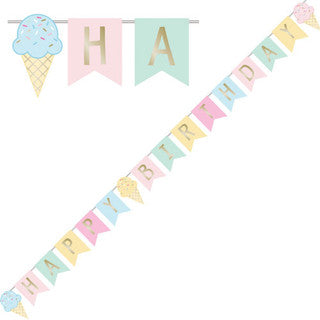 Happy Birthday Ice-Cream Party Banner