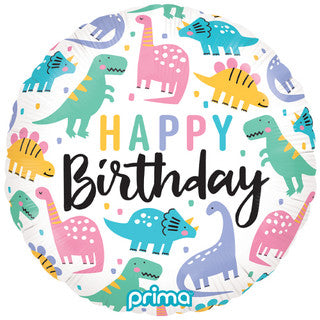 Happy Birthday Pastel Dinosaur 18" Foil Balloon