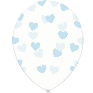 12" Clear Blue Heart Latex Balloons - 50 Pack (also available in singles)