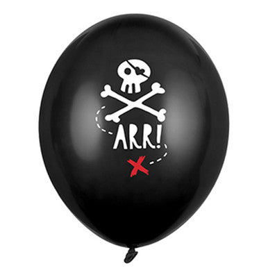 Pirate Treasure Skull 11'' Latex Balloons 6 Pack