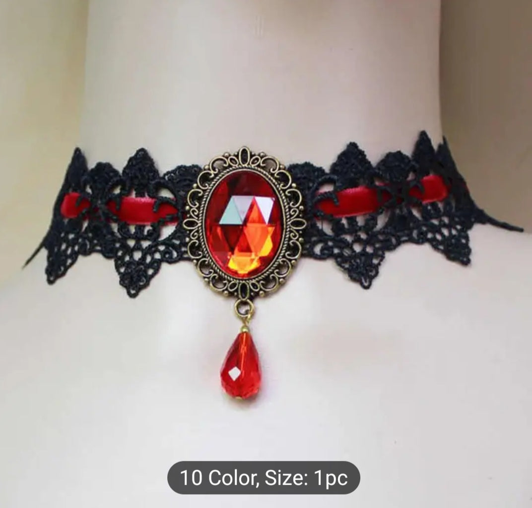 Lace Choker with Gem