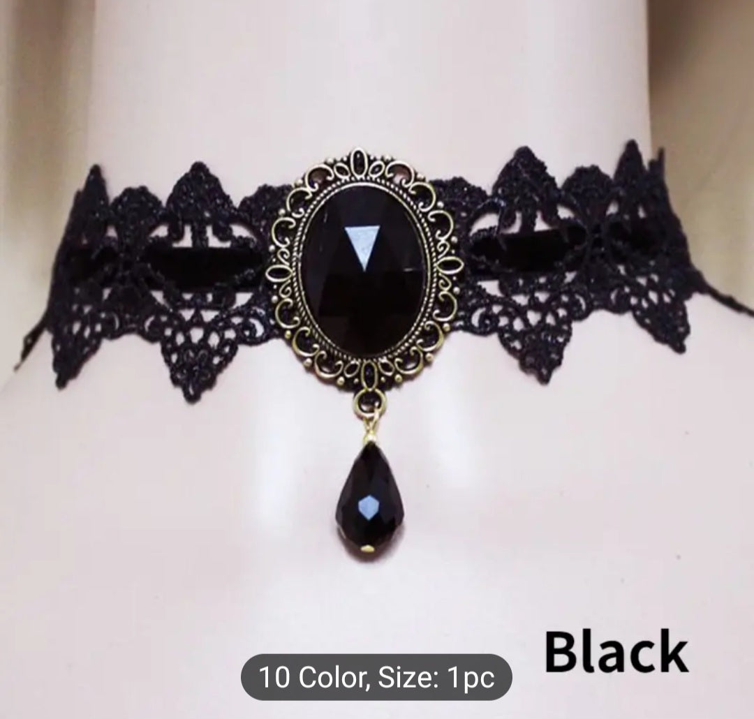 Lace Choker with Gem