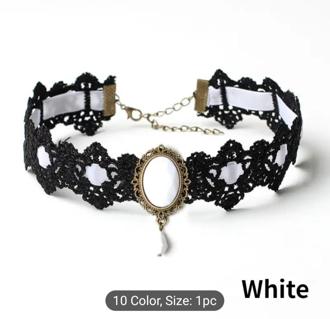 Lace Choker with Gem