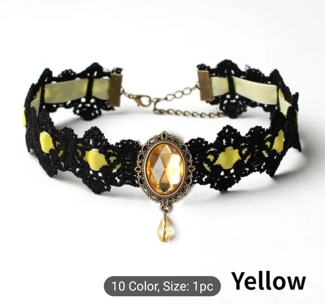 Lace Choker with Gem