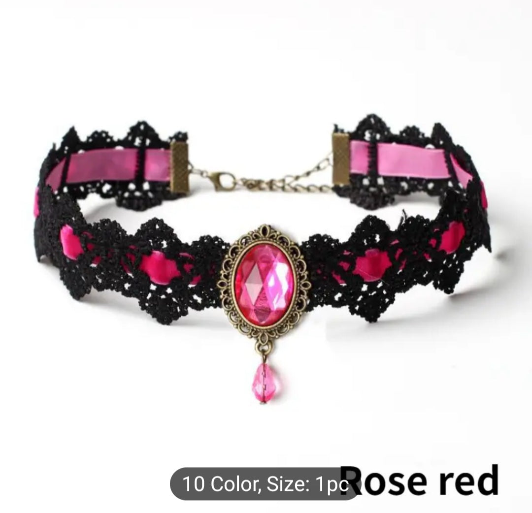 Lace Choker with Gem
