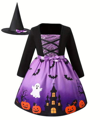 🌟New🌟 Printed Purple Witch Child Costume