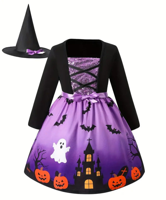 🌟New🌟 Printed Purple Witch Child Costume