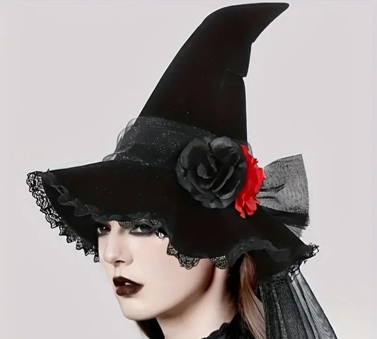 🌟New🌟 Deluxe Black Rose Witch Hat