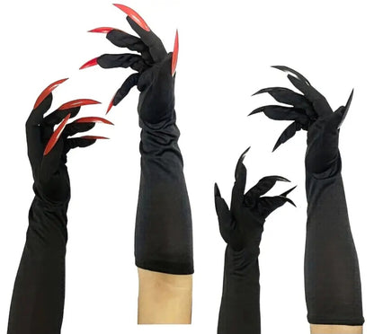 Long Black Gloves with Nails