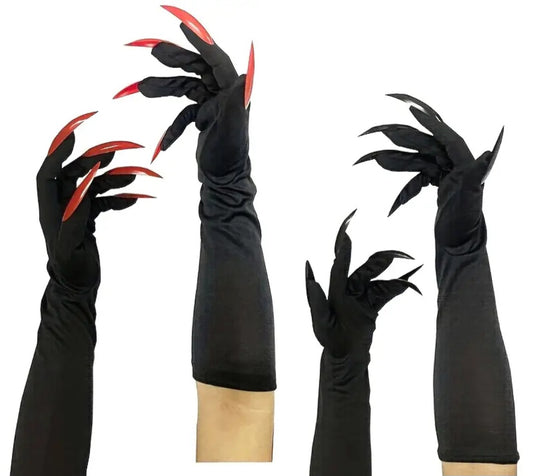 Long Black Gloves with Nails