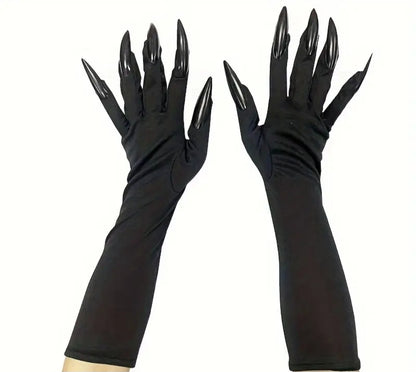 Long Black Gloves with Nails