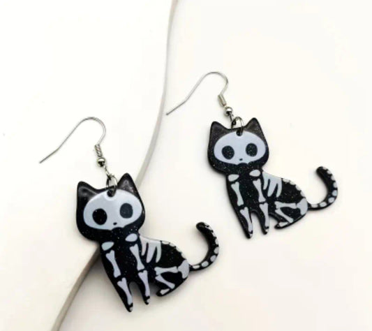 🌟New🌟 Skeleton Cat Earrings
