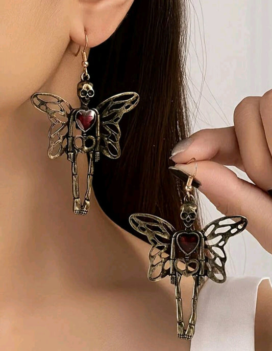 🌟New🌟 Winged Skeleton Earrings