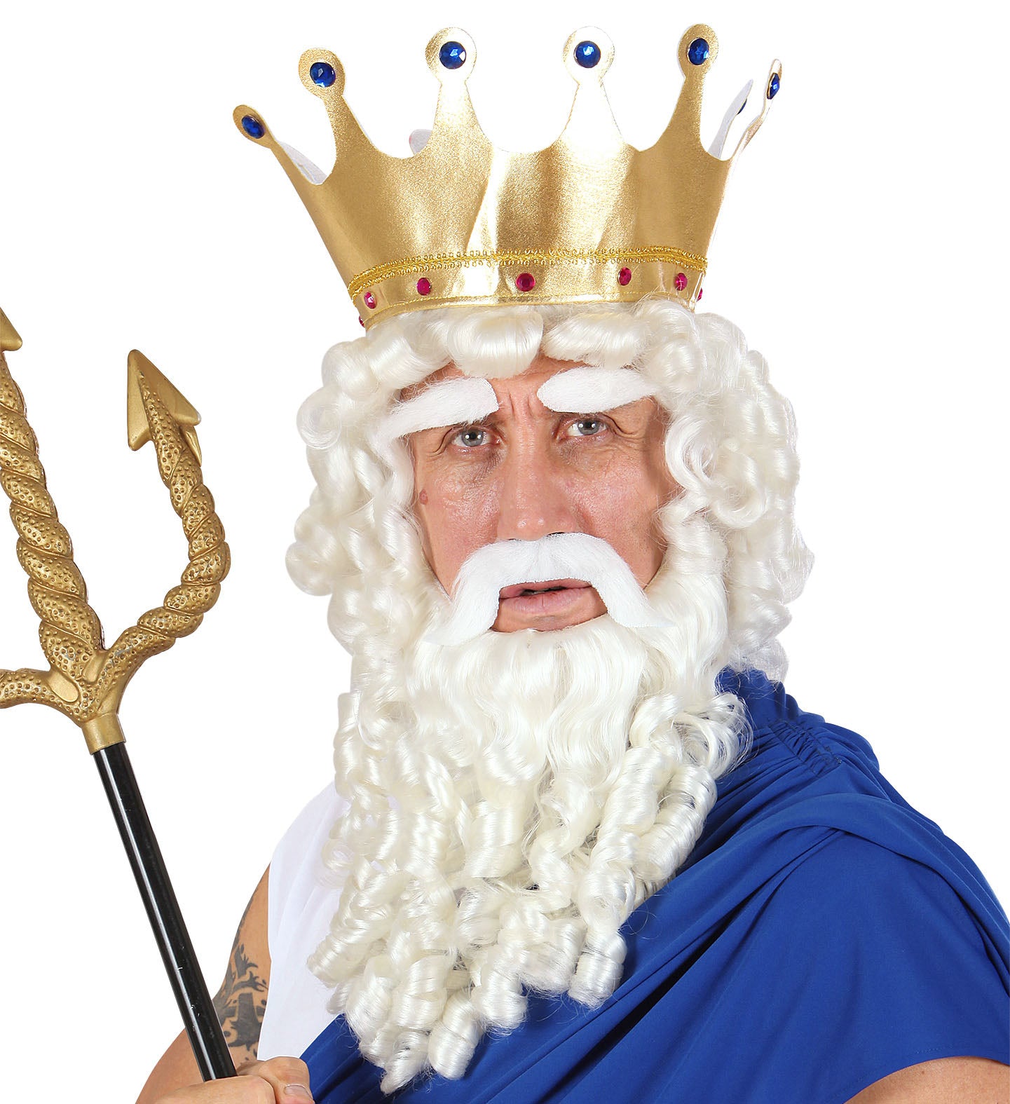 Deluxe God Wig, Beard and Eyebrows White