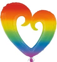 Rainbow Cutout Heart Supershape Foil Balloon