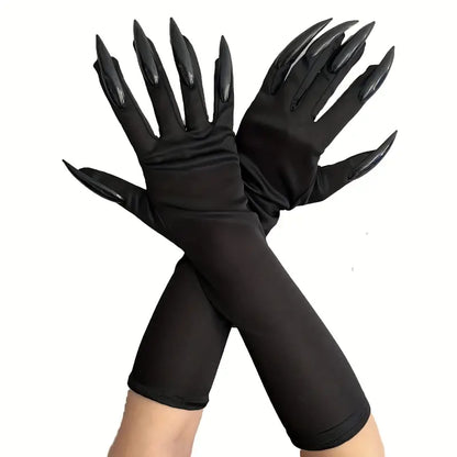 Long Black Gloves with Nails