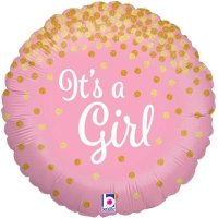 It's a Girl/ Boy Gold Confetti 18" Foil Balloon