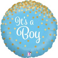 It's a Girl/ Boy Gold Confetti 18" Foil Balloon