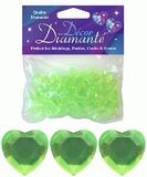 12mm Décor Heart Diamante Diamonds Lime Green