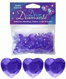 12mm Décor Heart Diamante Diamonds Purple Lavender
