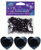 12mm Décor Heart Diamante Diamonds Black