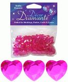 12mm Décor Heart Diamante Diamonds Hot Pink