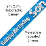 Happy Birthday Son Holographic Banner