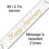 Happy Anniversary Silver and Gold Banner