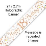 Happy 18th Birthday Rose Gold Sparkling Fizz Banner