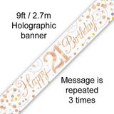 Happy 21st Birthday Rose Gold Sparkling Fizz Banner