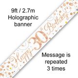 Happy 30th Birthday Rose Gold Sparkling Fizz Banner