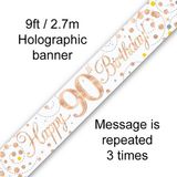 Happy 90th Birthday Rose Gold Sparkling Fizz Banner