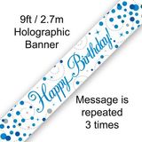 Happy Birthday Blue Sparkling Fizz Banner