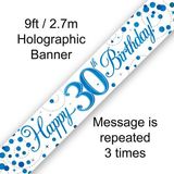 Happy 30th Birthday Blue Sparkling Fizz Banner