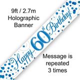 Happy 60th Birthday Blue Sparkling Fizz Banner