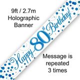 Happy 80th Birthday Blue Sparkling Fizz Banner