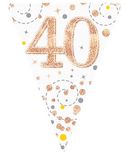Happy 40th Birthday Rose Gold Sparkling Fizz Bunting
